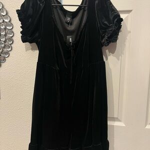 Black Velvet Puff Sleeve romper